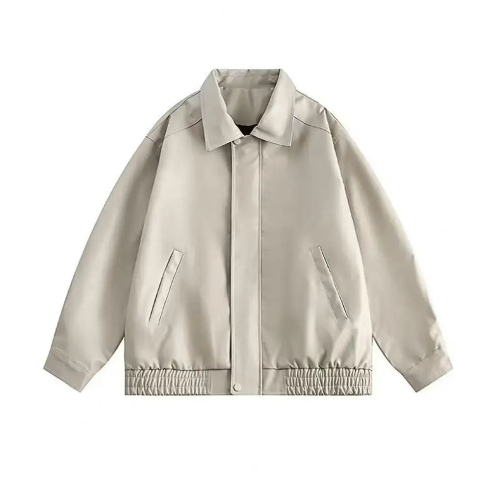 Women Jacket with Pocket Women Faux Leather Jacket Vintage American Style Women'S Faux Leather Jacket Loose Fit Zipper Pocket