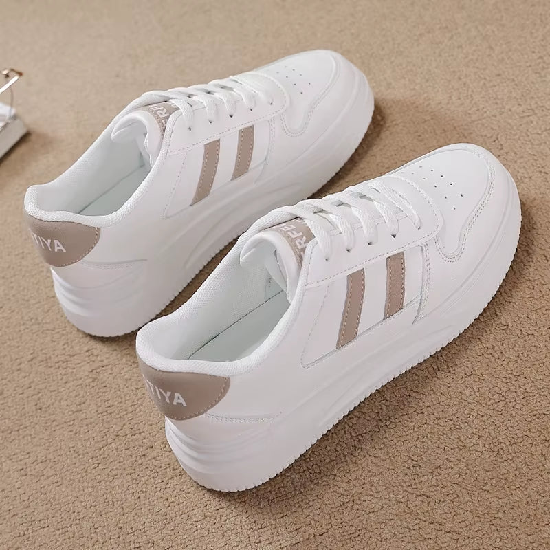 Women Sneakers Casual Vulcanized Shoes White Leather Walking Platform Flats Shoes Woman Sports Shoes Zapatillas De Mujer 2021