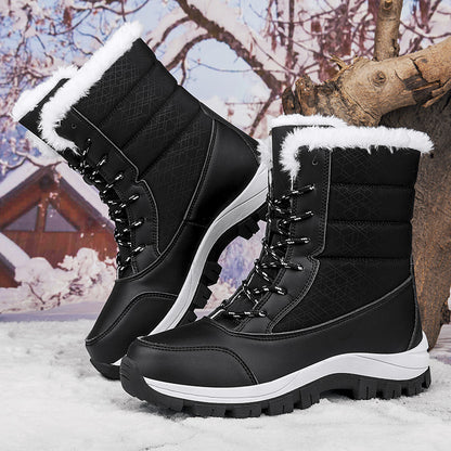 Winter Cotton Boots Outdoor Women's Fleece Lined Padded Warm Keeping Snow Boots