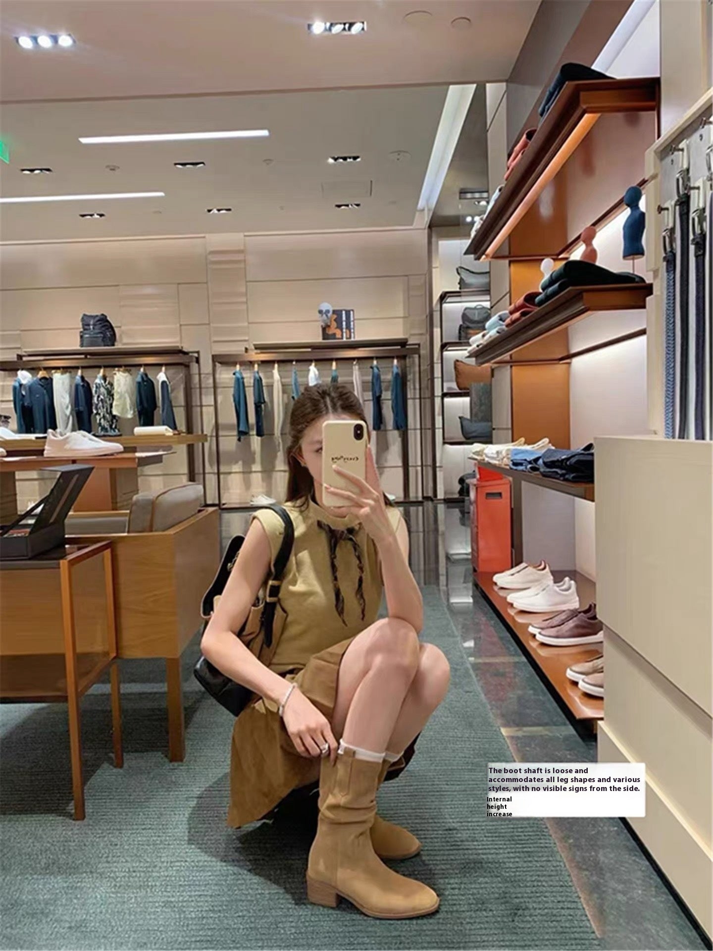 Leather Small Hight Increasing Martin Boots