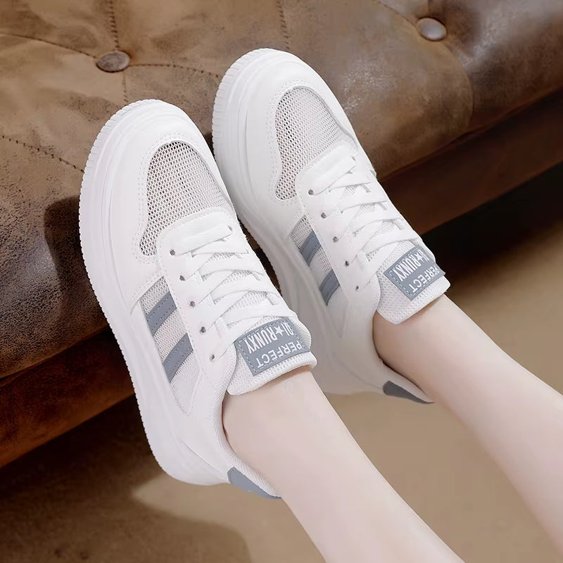 Women Sneakers Casual Vulcanized Shoes White Leather Walking Platform Flats Shoes Woman Sports Shoes Zapatillas De Mujer 2021