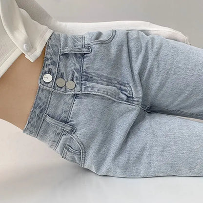 High Waist Loose Comfortable Jeans for Women Streetwear Fashionable Straight Pants Mom Jeans Washed Boyfriend Jeans