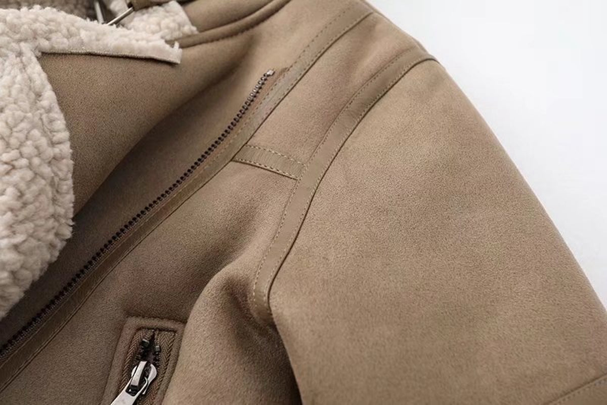 Fleece Autumn and Winter Suede Fur Jacket Motorcycle