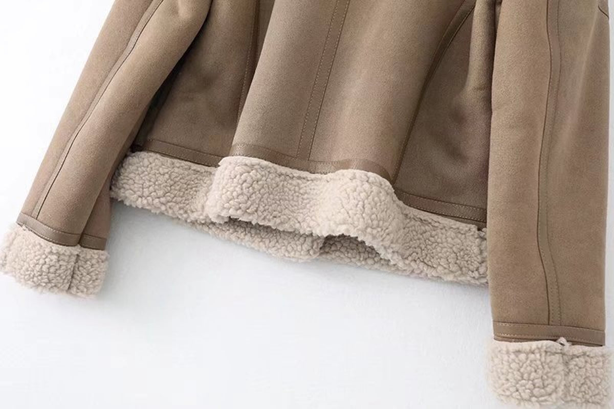 Fleece Autumn and Winter Suede Fur Jacket Motorcycle