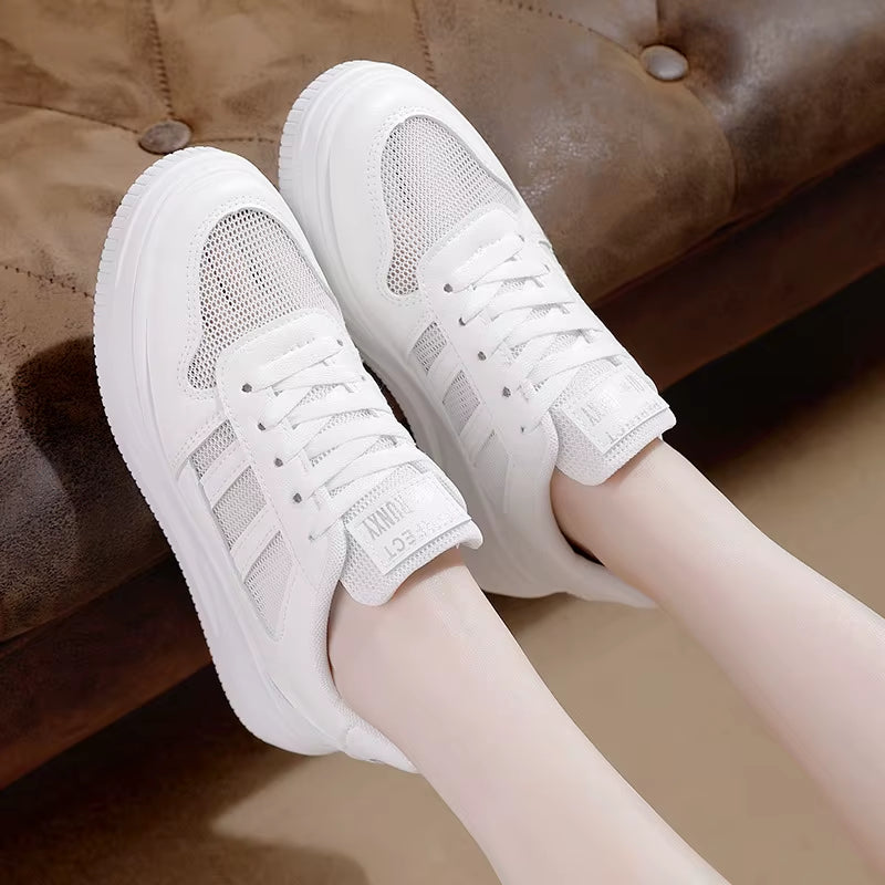 Women Sneakers Casual Vulcanized Shoes White Leather Walking Platform Flats Shoes Woman Sports Shoes Zapatillas De Mujer 2021