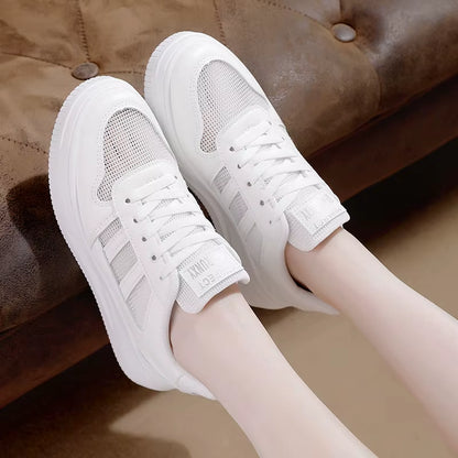 Women Sneakers Casual Vulcanized Shoes White Leather Walking Platform Flats Shoes Woman Sports Shoes Zapatillas De Mujer 2021
