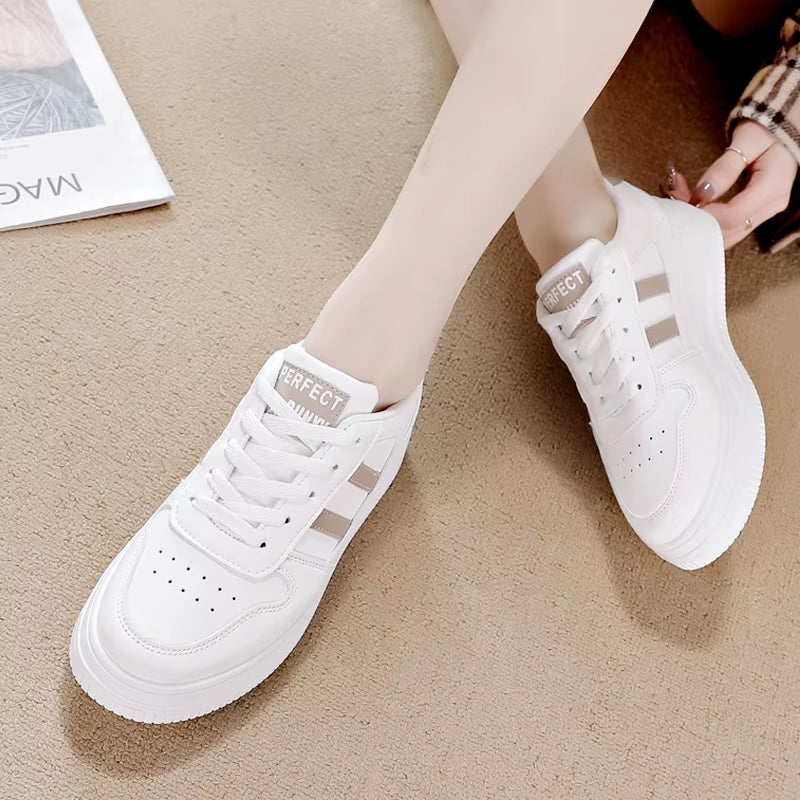 Women Sneakers Casual Vulcanized Shoes White Leather Walking Platform Flats Shoes Woman Sports Shoes Zapatillas De Mujer 2021