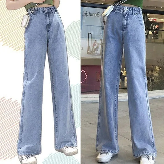 High Waist Loose Comfortable Jeans for Women Streetwear Fashionable Straight Pants Mom Jeans Washed Boyfriend Jeans