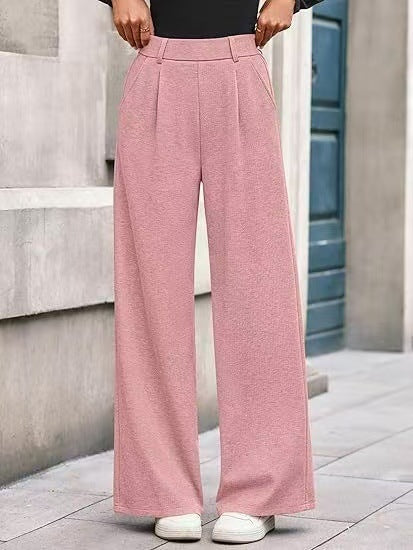 Solid Color Straight-leg Wide-leg Pants Women