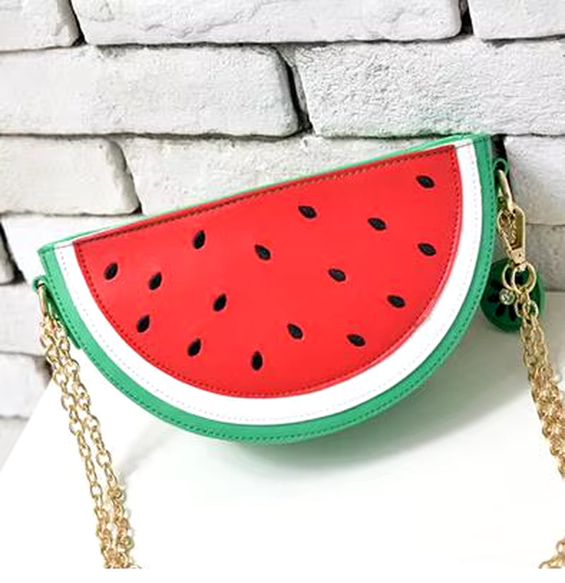 2022 Summer New Female Bag PU Leather Women Bag Cute Fruit Packet Chain Shoulder Messenger Bag Orange Watermelon Strawberry Bag
